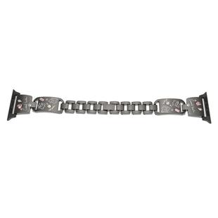 For Apple Watch 46mm / 49mm / 45mm / 44mm Colored Diamond Cat Stainless Steel Watch Band(Black)