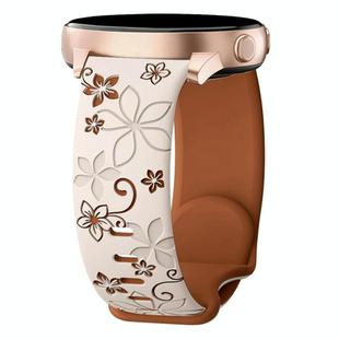 20mm Two Color Bauhinia Embossed Silicone Watch Band(Starlight Brown)