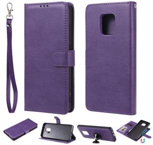 For Xiaomi Redmi 10X 5G / 10X Pro 5G 2 in 1 Solid Color Detachable PU Leather Case with Card Slots & Magnetic Holder & Photo Frame & Wallet & Strap(Purple)