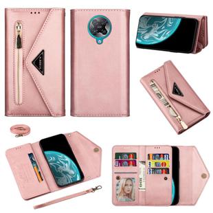 For Xiaomi Redmi K30 Pro Skin Feel Zipper Horizontal Flip Leather Case with Holder & Card Slots & Photo Frame & Lanyard & Long Rope(Rose Gold)