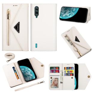 For Xiaomi Mi CC9 Skin Feel Zipper Horizontal Flip Leather Case with Holder & Card Slots & Photo Frame & Lanyard & Long Rope(White)