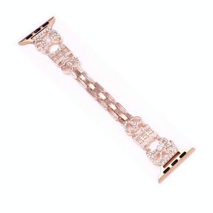For Apple Watch 42mm / 41mm / 40mm / 38mm Bow Jewelry Buckle Stainless Steel Watch Band(Rose Gold)