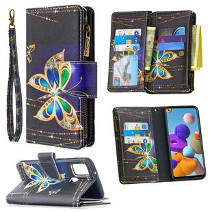 For Samsung Galaxy A21s Colored Drawing Pattern Zipper Horizontal Flip Leather Case with Holder & Card Slots & Wallet(Big Butterfly)
