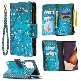 For Samsung Galaxy Note20 Ultra 5G Colored Drawing Pattern Zipper Horizontal Flip Leather Case with Holder & Card Slots & Wallet(Plum Blossom)