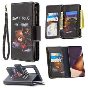 For Samsung Galaxy Note20 Ultra 5G Colored Drawing Pattern Zipper Horizontal Flip Leather Case with Holder & Card Slots & Wallet(Bear)