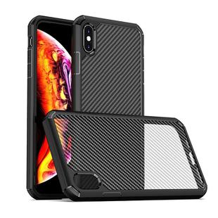For iPhone XS Max iPAKY Pioneer Series Carbon Fiber Texture Shockproof TPU + PC Case(Black)