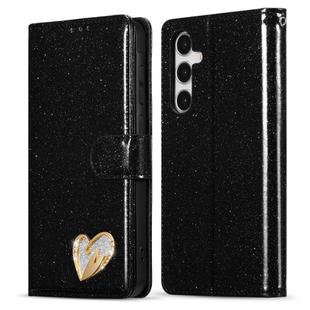 For Samsung Galaxy S24 FE 5G Glitter Powder Love Leather Phone Case(Black)