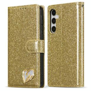 For Samsung Galaxy S24 FE 5G Glitter Powder Love Leather Phone Case(Gold)