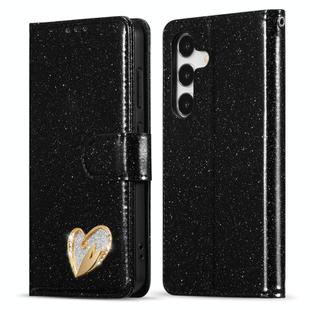 For Samsung Galaxy S24+ 5G Glitter Powder Love Leather Phone Case(Black)