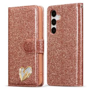 For Samsung Galaxy S24+ 5G Glitter Powder Love Leather Phone Case(Pink)