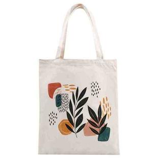 Abstract Leaves Printed Canvas Handbag Digital Print On Your Demand, Size:30x25cm(Beige)