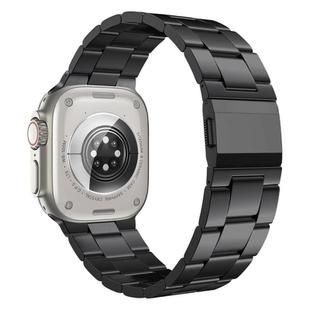 For Apple Watch 46mm / 49mm / 45mm / 44mm Norman Clasp Three-Link Stainless Steel Watch Band(Black)