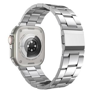 For Apple Watch 46mm / 49mm / 45mm / 44mm Norman Clasp Three-Link Titanium Alloy Watch Band(Silver)