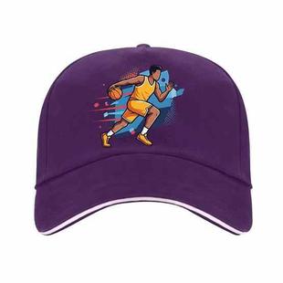 Basketball Player Printed Polyester Cotton Steel Buckle Cap Print On Your Demand(Purple)