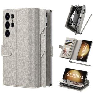 For Samsung Galaxy S23 Ultra 5G GKK Plating Wallet Leather Phone Case(Titanium Gray)