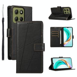 For Motorola Moto G15 PU Genuine Leather Texture Embossed Line Phone Case(Black)