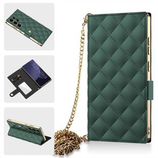 For Samsung Galaxy S25 Ultra 5G GKK Plating Diamond Texture Leather Phone Case With Crossbody Chain(Emerald)