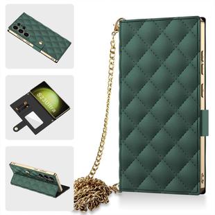 For Samsung Galaxy S23 Ultra 5G GKK Plating Diamond Texture Leather Phone Case With Crossbody Chain(Emerald)