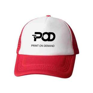POD Printed Sponge Mesh Cloth Hat Peaked Cap Print On Your Demand(Red)
