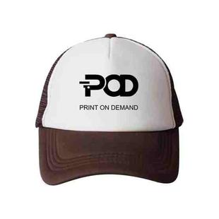 POD Printed Sponge Mesh Cloth Hat Peaked Cap Print On Your Demand(Brown)