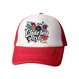 Graffiti Printed Sponge Mesh Cloth Hat Peaked Cap Print On Your Demand(Red)