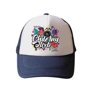 Graffiti Printed Sponge Mesh Cloth Hat Peaked Cap Print On Your Demand(Navy Blue)