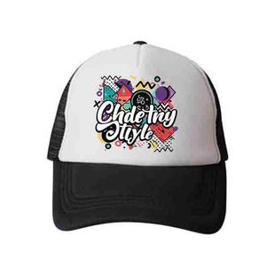 Graffiti Printed Sponge Mesh Cloth Hat Peaked Cap Print On Your Demand(Black)