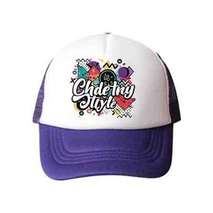 Graffiti Printed Sponge Mesh Cloth Hat Peaked Cap Print On Your Demand(Purple)