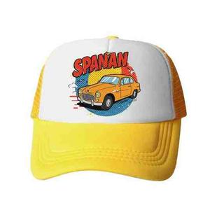 Car Printed Sponge Mesh Cloth Hat Peaked Cap Print On Your Demand(Yellow)