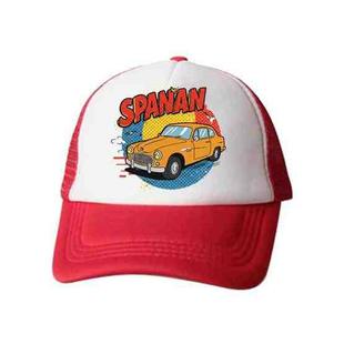 Car Printed Sponge Mesh Cloth Hat Peaked Cap Print On Your Demand(Red)