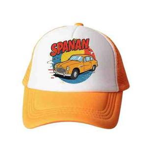 Car Printed Sponge Mesh Cloth Hat Peaked Cap Print On Your Demand(Orange)