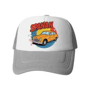 Car Printed Sponge Mesh Cloth Hat Peaked Cap Print On Your Demand(Grey)