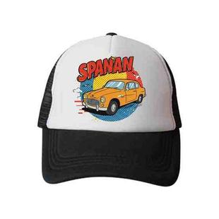 Car Printed Sponge Mesh Cloth Hat Peaked Cap Print On Your Demand(Black)