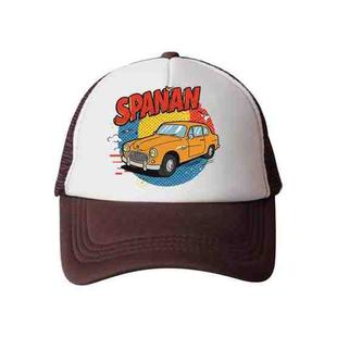 Car Printed Sponge Mesh Cloth Hat Peaked Cap Print On Your Demand(Brown)