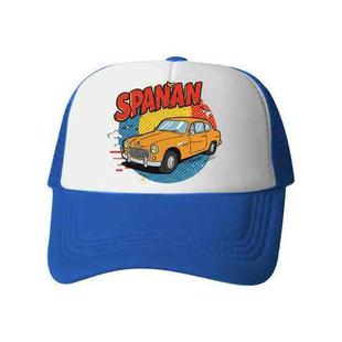 Car Printed Sponge Mesh Cloth Hat Peaked Cap Print On Your Demand(Blue)