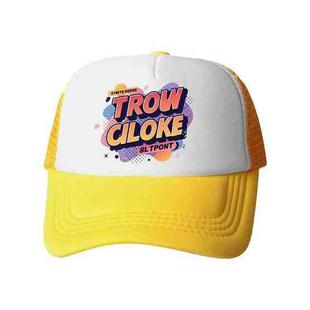Orange Alphabet Printed Sponge Mesh Cloth Hat Peaked Cap Print On Your Demand(Yellow)