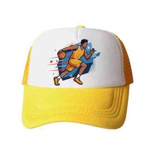 Basketball Player Printed Sponge Mesh Cloth Hat Peaked Cap Print On Your Demand(Yellow)