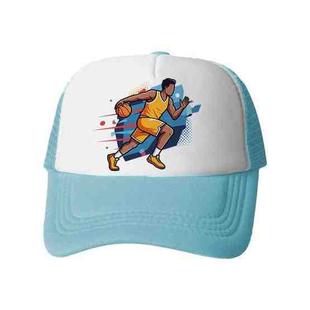 Basketball Player Printed Sponge Mesh Cloth Hat Peaked Cap Print On Your Demand(Sky Blue)