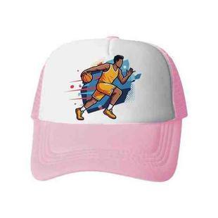 Basketball Player Printed Sponge Mesh Cloth Hat Peaked Cap Print On Your Demand(Light Pink)