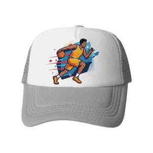 Basketball Player Printed Sponge Mesh Cloth Hat Peaked Cap Print On Your Demand(Grey)