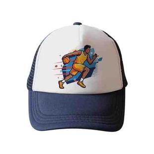 Basketball Player Printed Sponge Mesh Cloth Hat Peaked Cap Print On Your Demand(Navy Blue)