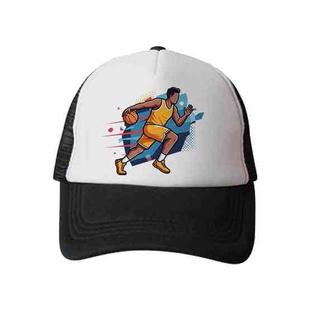 Basketball Player Printed Sponge Mesh Cloth Hat Peaked Cap Print On Your Demand(Black)