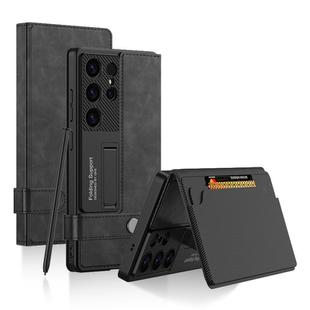 For Samsung Galaxy S25 Ultra 5G GKK Flip Wallet Leather Phone Case, Frosted Series, Not Included Pen(Frosted Black)
