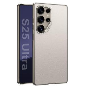 For Samsung Galaxy S25 Ultra 5G GKK Metal Paint Skin Feel Leather Full Coverage Phone Case(Titanium Gray)