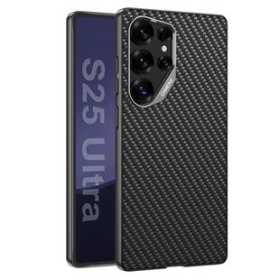For Samsung Galaxy S25 Ultra 5G GKK Metal Paint Skin Feel Leather Full Coverage Phone Case(Carbon Fiber Texture)