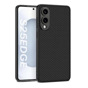 For Samsung Galaxy S25 Edge 5G GKK Metal Paint Skin Feel Leather Full Coverage Phone Case(Carbon Fiber Texture)