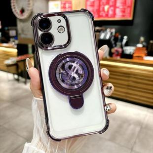 For iPhone 11 Space MagSafe Holder Phone Case with Lens Film(Purple)