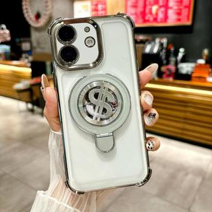 For iPhone 11 Space MagSafe Holder Phone Case with Lens Film(Titanium Grey)