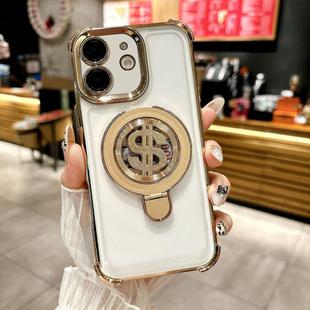 For iPhone 11 Space MagSafe Holder Phone Case with Lens Film(Gold)
