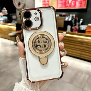 For iPhone 11 Space MagSafe Holder Phone Case with Lens Film(Desert Gold)